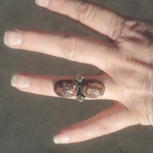 New Leopard Skin Jasper and Citrine 925 Silver Statement Ring. - Picture 16 of 16